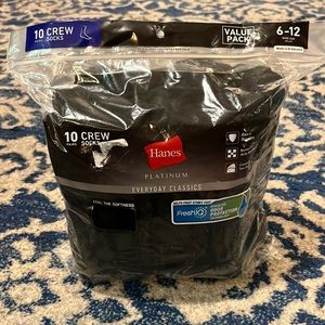 Hanes black crew socks value pack!